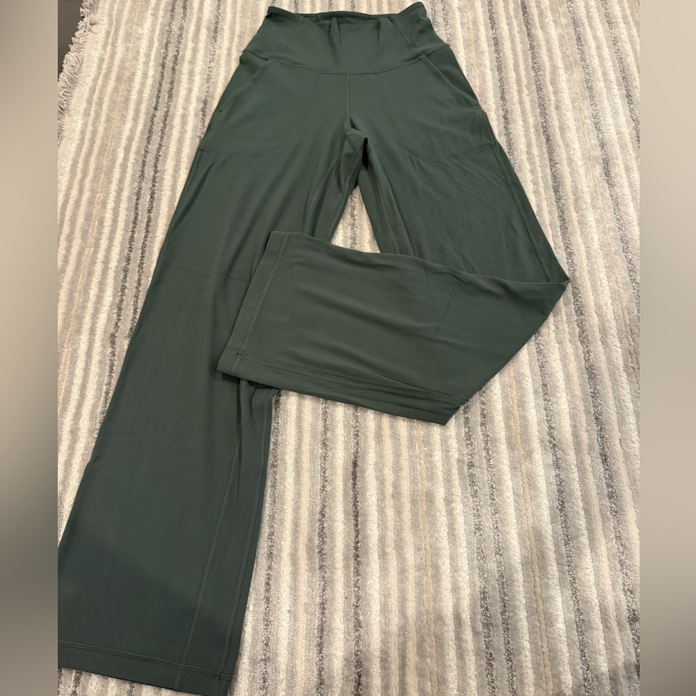 Lululemon High Rise Wide Leg pants in Dark Green.
